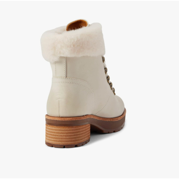 Kork Ease Winslet Ankle Boots 8.5 White NWOT Leather Fur Combat Lace Booties - Picture 2 of 10